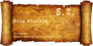 Birg Klotild névjegykártya